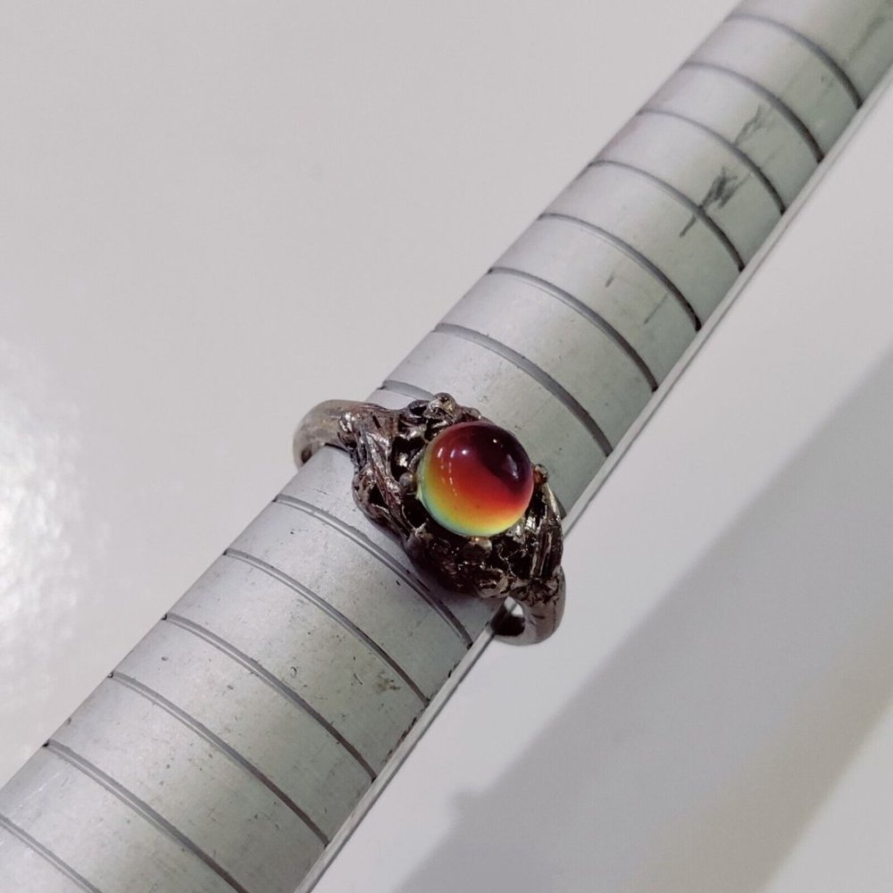 4/$20 Silver Tone Prong Set Dome Stone Pinky Ring 4.75 Fantasy Cosplay